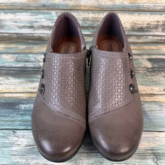 Cobb Hill Kaylin Pumps Shoes Womens Size 6.5M Gray Leather Zip Up Block Heel - Picture 4 of 11